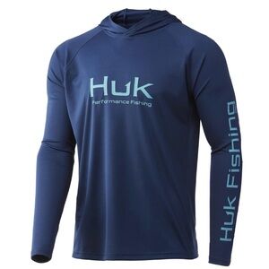 HUK MENS VENTED PURSUIT PULLOVER HOODIE size Large blue